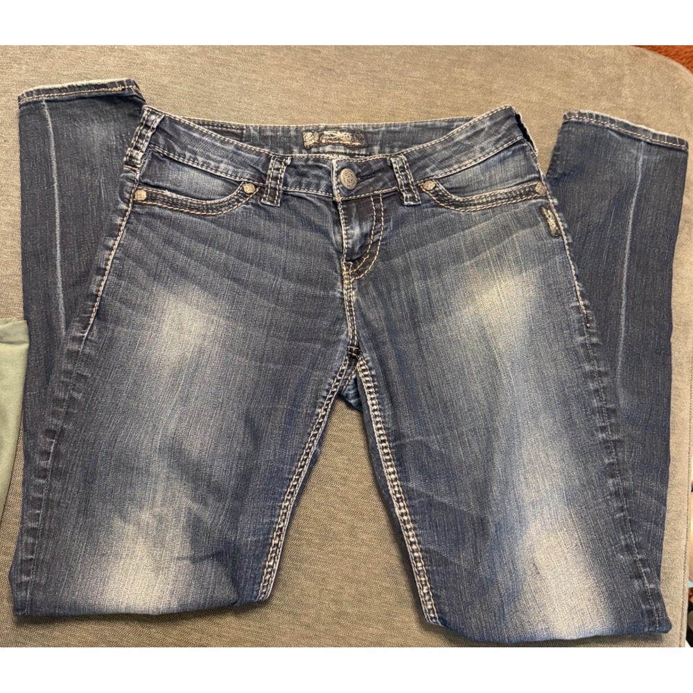 Silver Jeans Co Suki‎ Super Skinny Dark Wash Curvy Fit Jeans W29 L31 Stitching